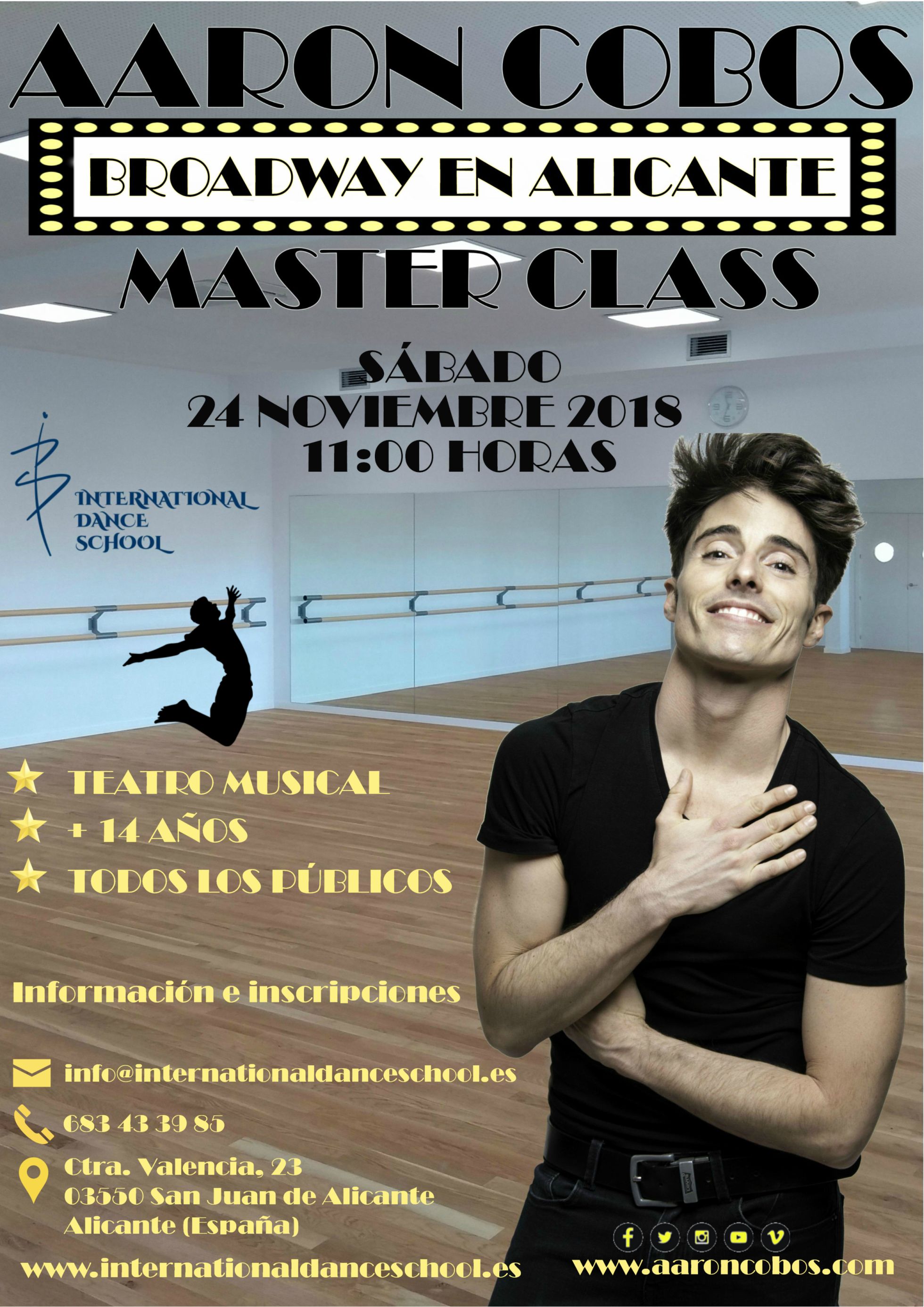 master class aaron cobos danza baile urban clásica española contemporánea teatro musical international dance school alicante cartel