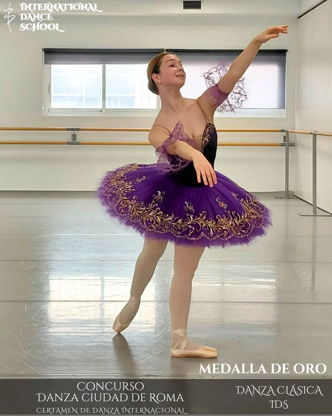 Sofía Derevatskaya interpretando la variación Hada de Lilas en danza clásica – International Dance School