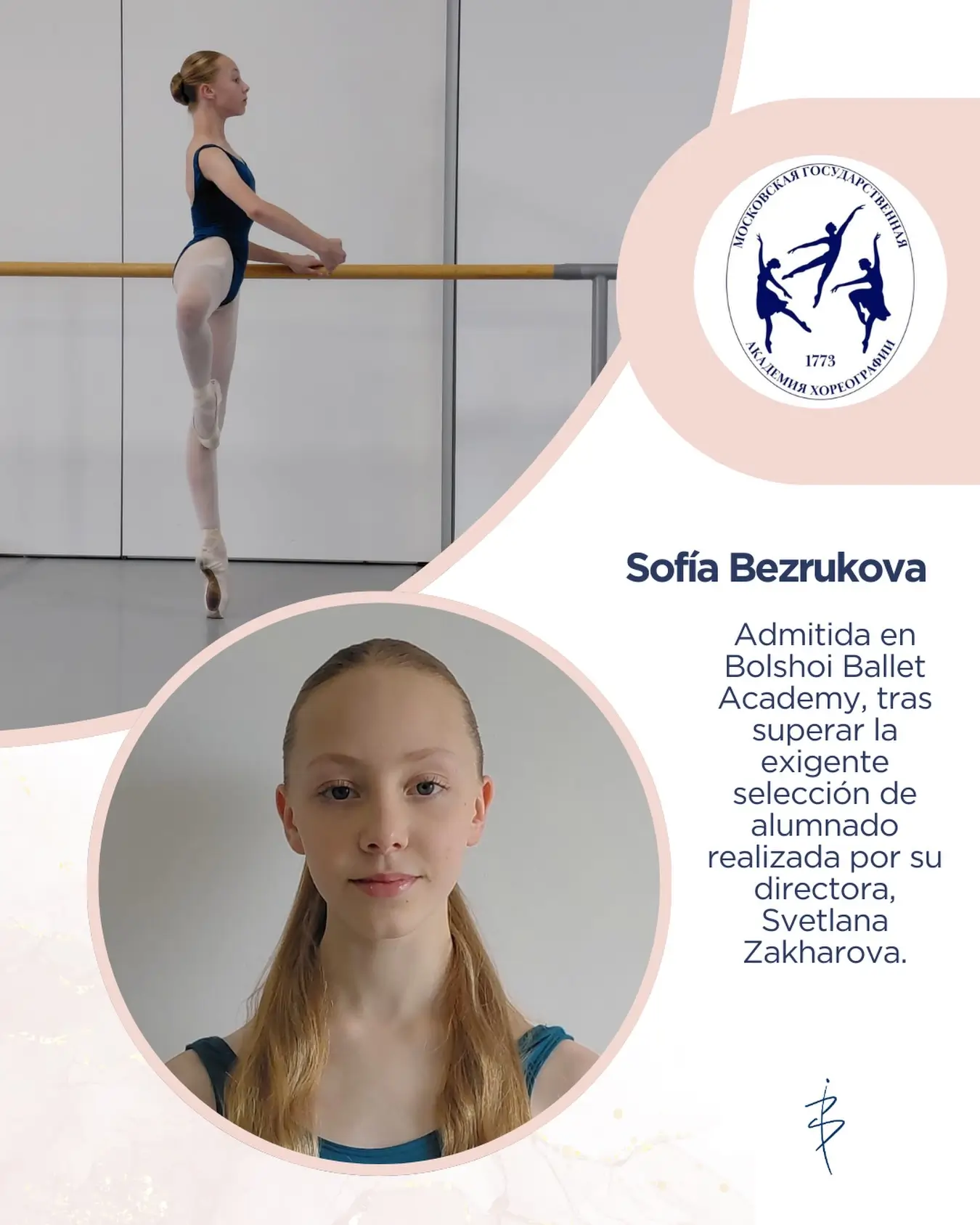 Sofía Bezrukova admitida en la Bolshoi Ballet Academy – Logro IDS